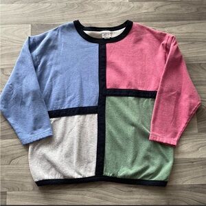 Vintage 90s colorblock crewneck sweater womens xl plus HABAND BRAND colorful